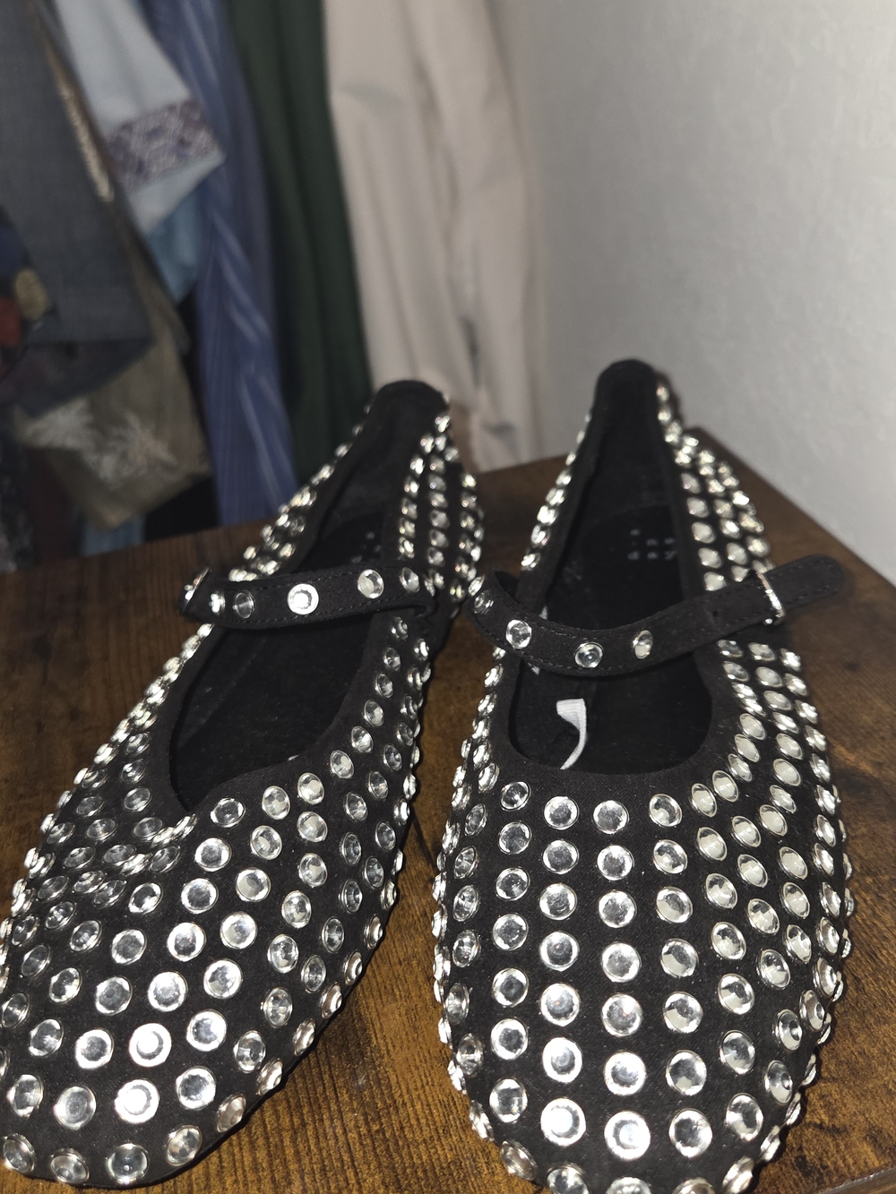 Studded Black Mary Jane Ballet Flats